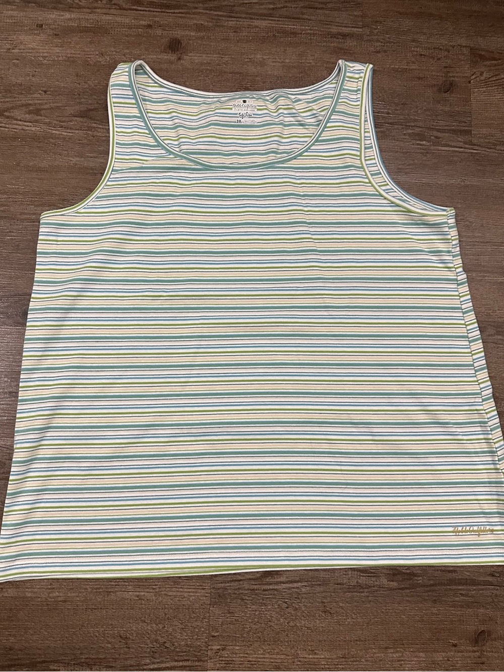 Striped Scoop Neck Tank Top in White, Blue & Green